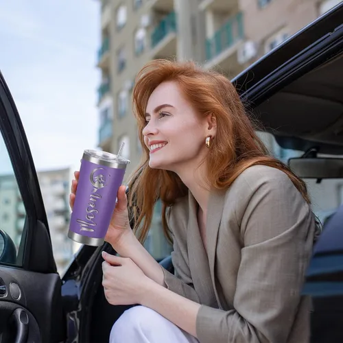 Vista 7 de Vasos personalizados para papá con tapas y pajitas para mujeres y hombres, vaso de café personalizado con nombres grabados, vaso aislado de acero