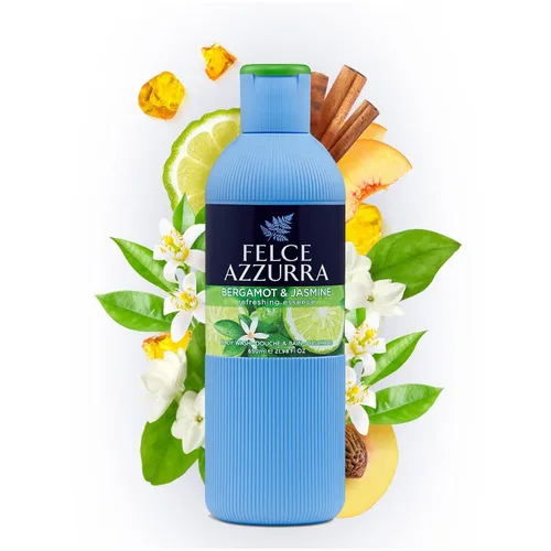 Vista 2 de Felce Azzurra Bergamota y jazmín - Gel de baño refrescante de esencia - enriquecido con toques de ámbar y canela - Fragancia intensa y regeneradora