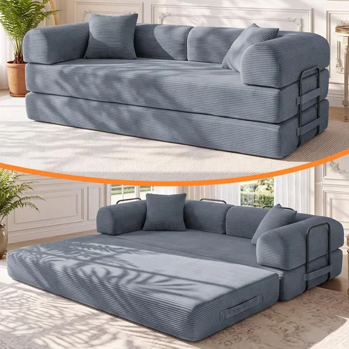 Vista 9 de Sofá cama de espuma viscoelástica de 79 pulgadas, futón convertible con reposacabezas alto, sofá sin hueso Negro
