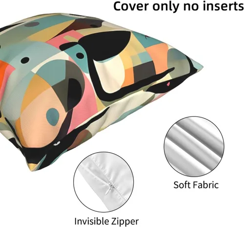 Vista 6 de Fundas de almohada con estampado de gato moderno de mediados de siglo de 18 x 18 pulgadas, funda de cojín suave y acogedora, funda de almohada