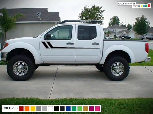 Vista 2 de Calcomanía gráfica de vinilo con rayas laterales compatibles con Nissan Frontier Navara 2004 - Presente (negro)