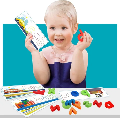 Vista 7 de Juguetes educativos de aprendizaje para niños y niñas de 2, 3, 4, 5, 6 años, juego de letras a juego con tarjetas del alfabeto para niños, juguete
