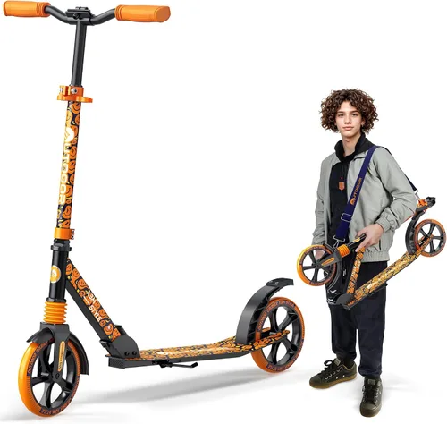 Vista 9 de Patinete Cruiser para exteriores a partir de 6 años, para niños, adolescentes y adultos, carga máxima de 250 libras, plegable, ruedas de 8 pulgadas