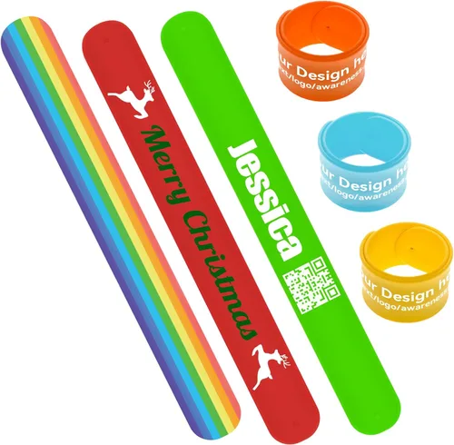 Vista 2 de Muka 50 pulseras de silicona personalizadas para la palmada, pulseras de goma personalizadas, color azul rey