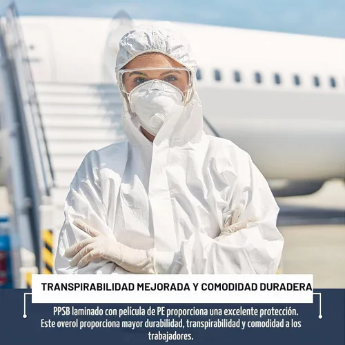 Vista 5 de Medical Nation Hazmat Suits Disposable 25 Pack Hooded, Heavy Duty, Breathable Disposable Coverall, Painter Suit 9 Sizes