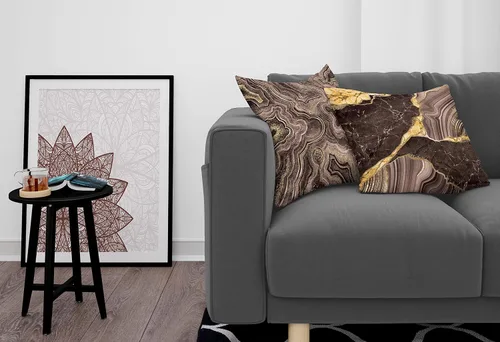 Vista 9 de Ambesonne Juego de 2 fundas de almohada decorativas con estampado de mármol, con temática de tonos terrosos, diseño abstracto moderno de piedra