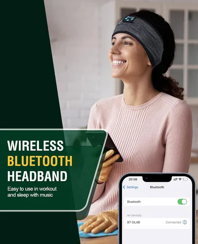 Vista 4 de Auriculares para dormir, audífonos para dormir, auriculares con diadema Bluetooth, cómodos auriculares para dormir de lado con altavoces estéreo