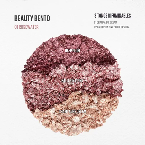 Vista 2 de Kaja Beauty Bento Collection - Trío de sombras de ojos elásticas Tonos rosa ciruela, tamaño de viaje, 01 Rosewater, premio Allure Best of Beauty