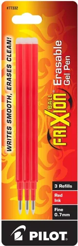 Vista 2 de Pilot, FriXion Ball - Recambios de tinta de gel para bolígrafos borrables, punta fina de 0.028 in, paquete de 3, color rojo