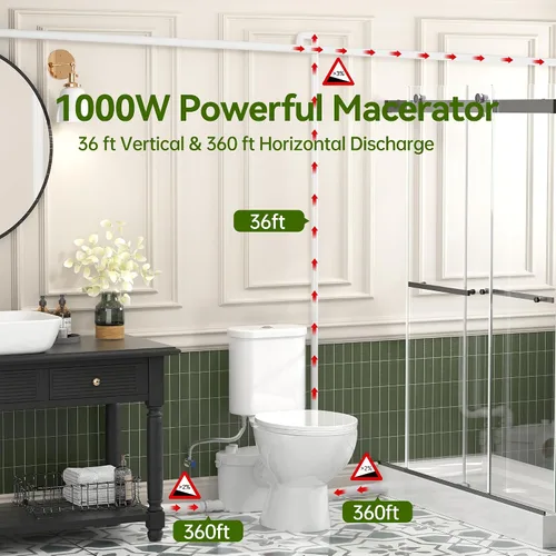 Vista 9 de SUPERFLO Bomba maceradora de 1000 W con 4 entradas de agua