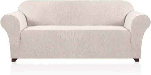 Vista 105 de PrinceDeco Funda elástica para sofá de 3 cojines, funda de sofá de tela jacquard de elastano de 1 pieza, funda universal antideslizante, protector