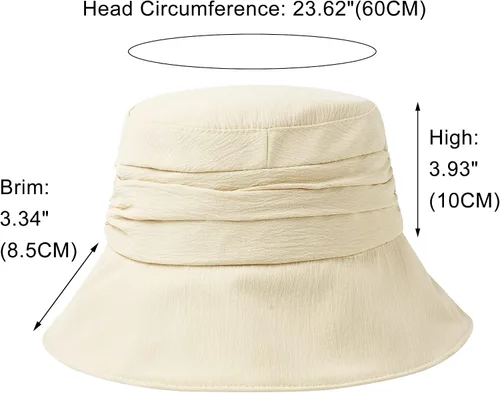 Vista 3 de DOCILA Elegante sombrero de pescador plisado para mujer, de algodón liso, ligero, gorras de pescador, viseras plegables