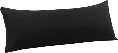 Vista 22 de PiccoCasa Funda de almohada de microfibra con cremallera de 110 GSM, 20 x 48 pulgadas, color negro