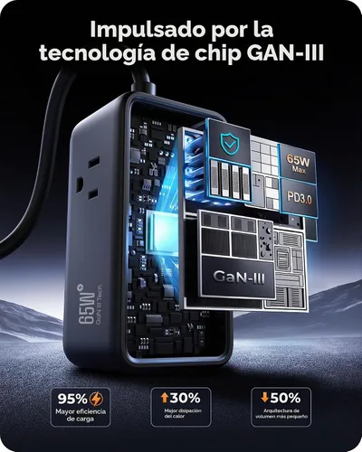 Vista 7 de LENCENT 65W GaN III 7 en 1 estación de carga, cargador USB C de escritorio