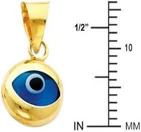 Vista 2 de Colgante de oro amarillo real de 14 quilates con dije de mal de ojo, Oro de 14 quilates, No es una piedra preciosa