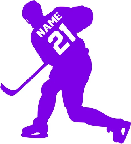 Vista 6 de VWAQ - Adhesivo decorativo para pared con diseño de jugador de hockey, personalizable, para habitación de niños, CS23
