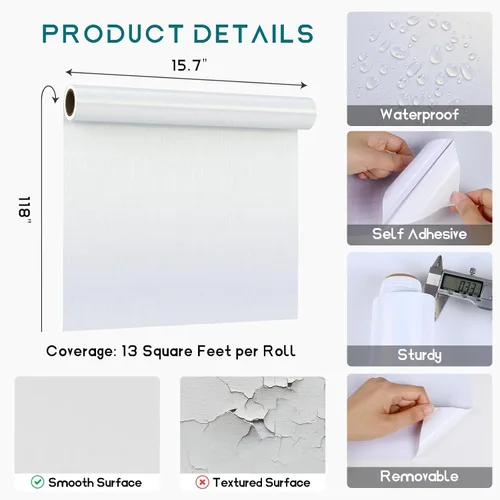 Vista 8 de VEELIKE Papel de contacto de acero inoxidable blanco brillante cepillado para electrodomésticos, refrigerador, lavavajillas, refrigerador, cocina
