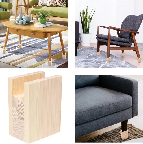Vista 3 de 2 elevadores de cama para muebles, elevadores de cama resistentes en alturas de 4 pulgadas (añadir altura de 3.9 in)