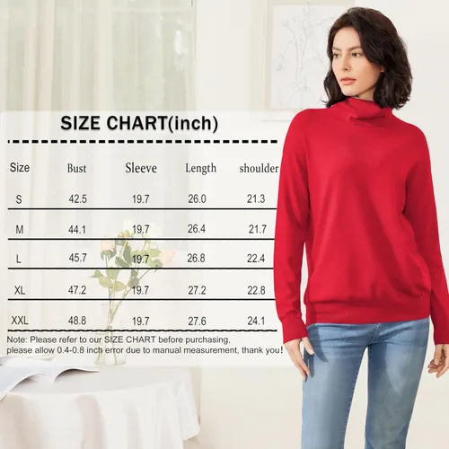Vista 6 de Suéter de cuello alto para mujer, de manga larga, ligero, de punto