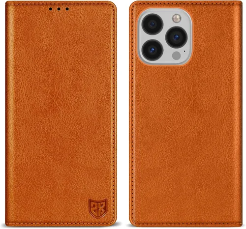 Vista 26 de ZZXX Funda tipo cartera para iPhone 13 con bloqueo RFID, soporte de ranura para tarjetas, funda protectora de cuero magnético fuerte plegable
