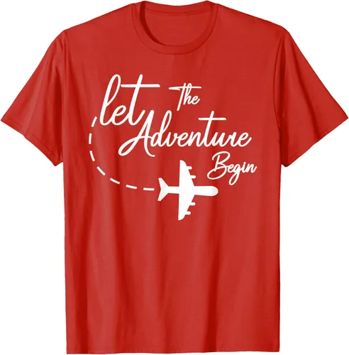 Vista 101 de Let The Adventure Begin - Camiseta inspiradora en modo de viaje en avión, Negro, S