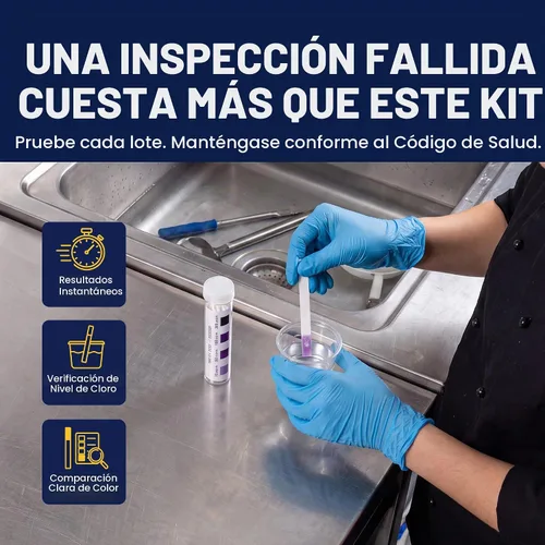 Vista 4 de FryOilSaver Co. Tiras de prueba de cloro, 0-200PPM, 100 tiras desinfectantes 0-200 PPM Testing Range, Precise Bleach Test Strips, For Restaurant