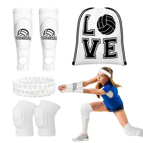 Vista 15 de 6 rodilleras de voleibol y manga de brazo, accesorios de voleibol, equipo de protección, antebrazo, codo, muñequera con almohadilla de protección