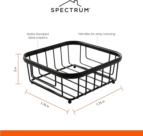Vista 6 de Spectrum Ashley - Servilletero plano negro para encimera de cocina, mesa de comedor, picnic al aire libre, servilletas de cóctel, dispensador