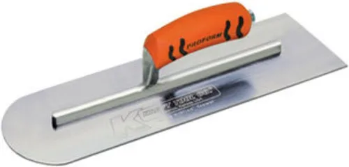 Vista 4 de Kraft Tool CF284PF - Paleta de cemento con parte trasera cuadrada de extremo redondo con mango ProForm, 14 x 4 pulgadas