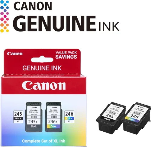 Vista 2 de Canon Paquete económico de tinta original PG-245 XL/CL-246 XL (2 cartuchos), compatible con iP2820, MG2420/2924/2920/3020/2522/2525, MX492