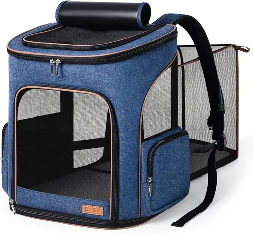 Vista 12 de Lekereise Mochila para Gatos Expandible Transportador de Mascotas Mochila para Gatos y Perros Pequeños, Mochila Transportador de Perros Plegable