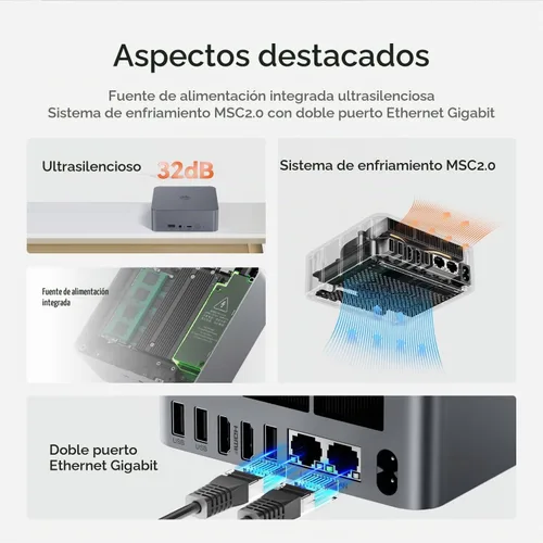 Vista 7 de Beelink EQR5 Mini PC, AMD Ryzen 3 7330U 16G DDR4 500G NVMe M.2 SSD W11 PRO