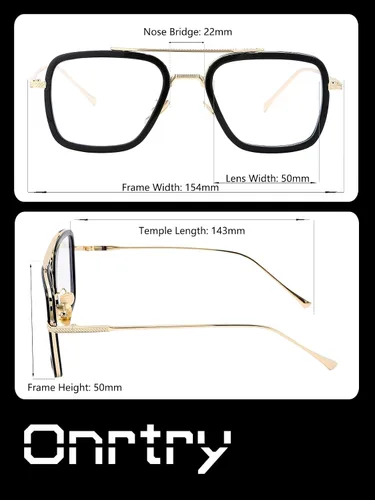 Vista 6 de Onrtry Tony Stark - Lentes de bloqueo de luz azul para hombres y mujeres, montura de metal retro, lentes de Iron Man Spider-Man