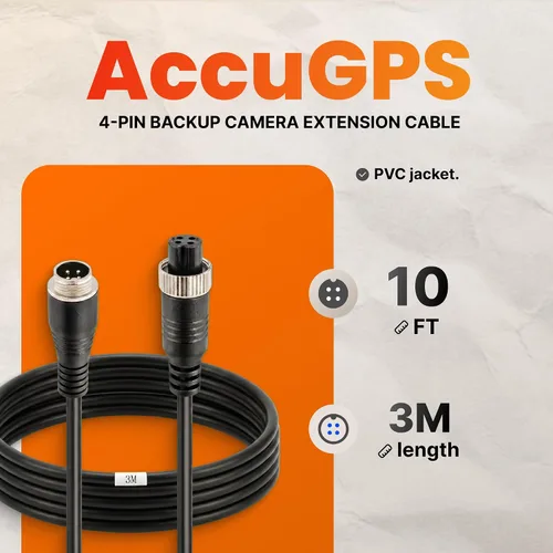 Vista 2 de Cable de extensión de video de aviación de 4 pines de 10 pies/3M para cámaras de visión trasera CCTV y monitores de respaldo de vehículos