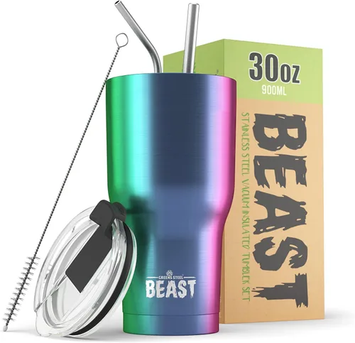 Vista 14 de Beast Vaso de 10 oz de Acero Inoxidable con Aislamiento al Vacío para Café y Hielo de Doble Pared Termo de Viaje (Blanco Ártico)