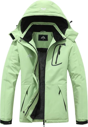 Vista 14 de Chaqueta de esquí impermeable para mujer, resistente al viento, cortavientos, abrigo de nieve cálido con capucha