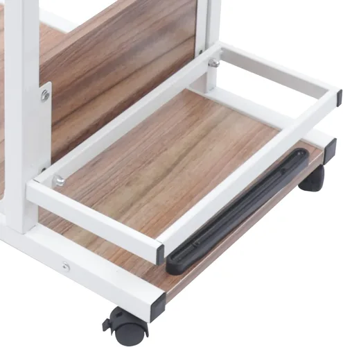 Vista 4 de Mesa en forma de C, mesa de sofá móvil con ruedas, mesa auxiliar de sofá de altura ajustable, mesa auxiliar de madera con almacenamiento, soporte