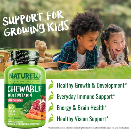 Vista 6 de NATURELO Vitaminas multivitamínicas para niños, mezcla de frutas orgánicas