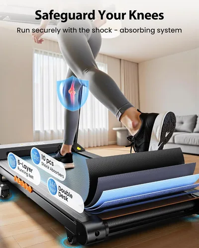 Vista 8 de JAGJOG Cinta de correr plegable con 15% de inclinación automática, 8.8 MPH Negro tinta