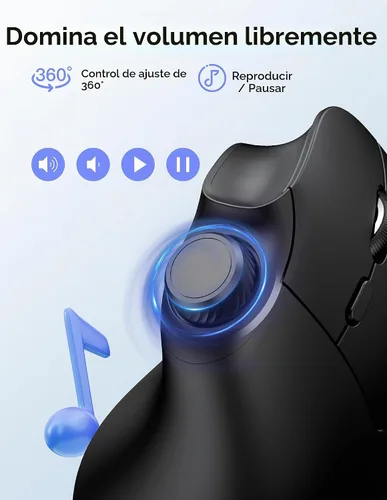 Vista 2 de TECKNET Ratón Ergonómico, Ratón Inalámbrico Recargable Bluetooth (BT 5.0/5.0+2.4G), Ratón Vertical con Botón de Volumen, Clics Silenciosos, Ratones