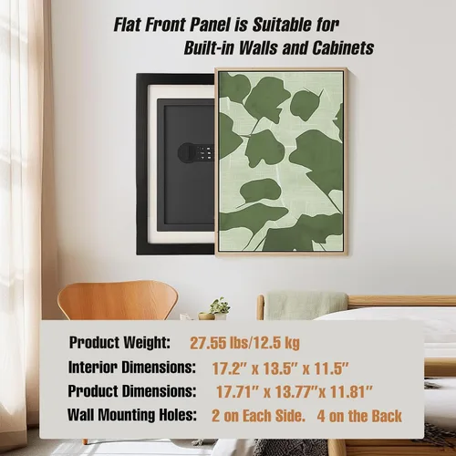 Vista 2 de Caja fuerte pequeña para el hogar, caja fuerte digital de lujo con teclado electrónico de 1.7 pies cúbicos, caja fuerte de seguridad para oficina