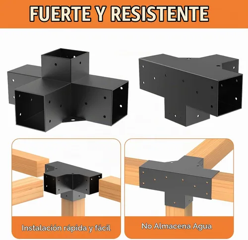 Vista 5 de Woodworks - Soporte de pérgola para pérgola de 4 vías, soporte de esquina de ángulo recto, soporte de madera elevado, paquete de 2 con tornillos
