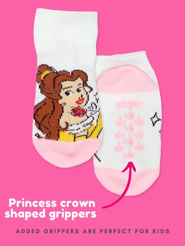 Vista 7 de Disney Princess - Paquete de 6 calcetines para niñas pequeñas con pinzas