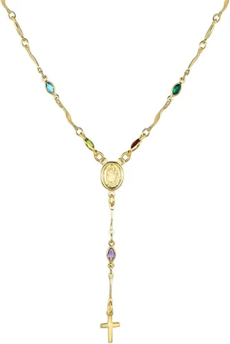 Vista 7 de Collar de Virgen de Guadalupe de oro amarillo de 18 quilates, joyería religiosa, dije de Nuestra Señora, Virgen María, collares con dijes