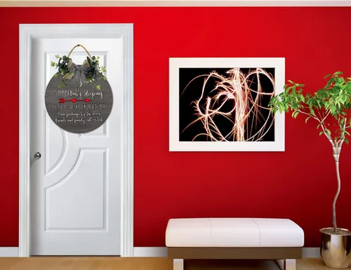 Vista 5 de Baby Sleeping Plsease Do Not Knock or Ring Bell - Colgador redondo de madera para puerta, guardería, puerta delantera, decoración de perilla