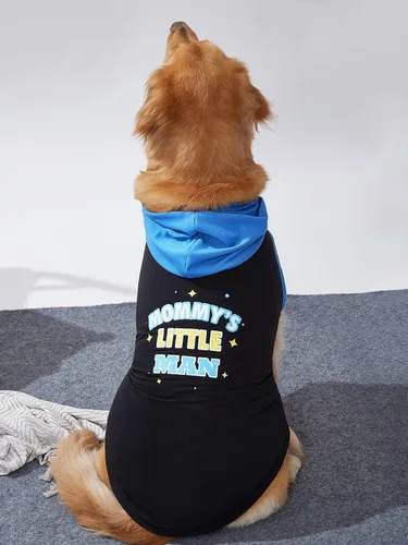 Vista 7 de QWINEE Camiseta sin mangas con capucha para perro con estampado de letras para gatos y cachorros, chaleco sin mangas para perro, ropa elástica