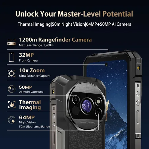Vista 5 de FOSSIBOT F115 ultra 5G 20000mAh/33W de imágenes térmicas rugosas Android 16 Gris