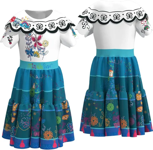 Vista 5 de Encanto Disfraz para niñas Maribel Encanto Disfraces con bolsa Isabela Fantástico vestido Mirabel Falda Trajes para Halloween