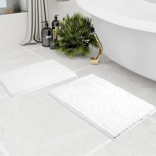 Vista 15 de Walensee Alfombra de baño antideslizante (32x20, azul oscuro) absorbente de agua, súper suave, felpilla peluda, lavable a máquina, se seca