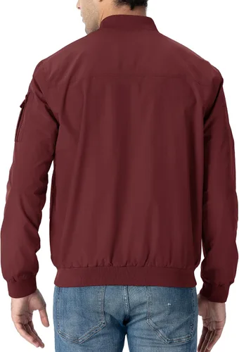 Vista 2 de BASUDAM Chaqueta rompevientos para hombre ligera resistente al agua con cremallera completa casual ajuste delgado